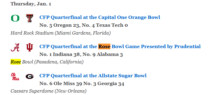 rose bowl 2025-2026 season
