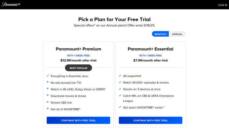 Paramount+ website and register