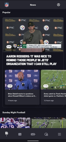 Select the live NFL game