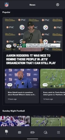 Select the live NFL game
