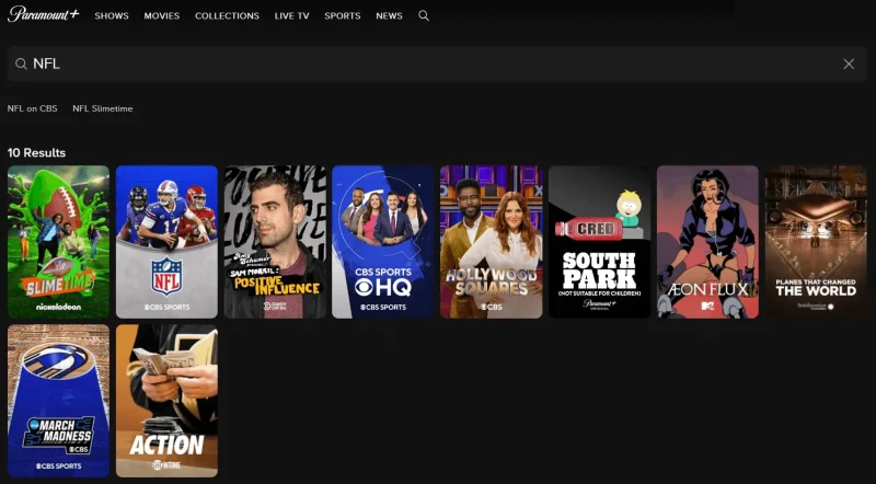 sports category for NFL broadcasts