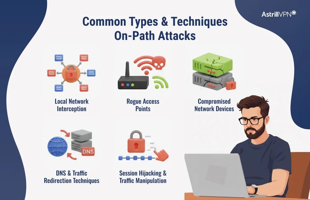 Common Types and Techniques of On-Path Attacks
