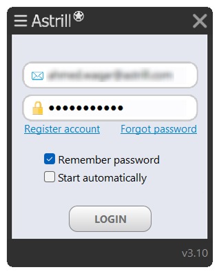 Log in with your Astrill