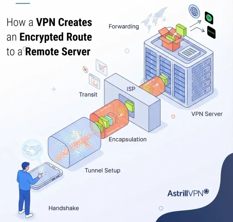 How a VPN Creates an Encrypted Route to a Remote Server