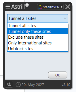 tunnel any specific sites