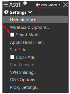 If you’re using Wireguard protocol, you’ll find the Smart mode option here: