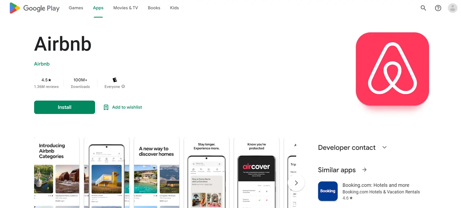 Airbnb app listing and mobile screens