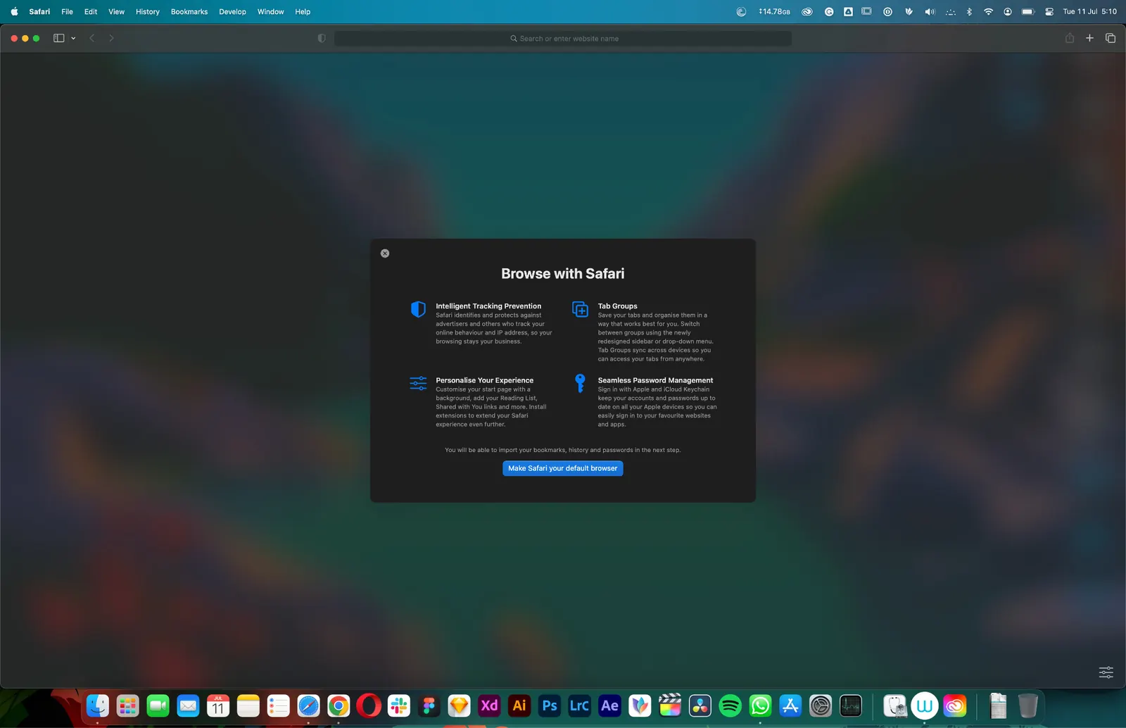 Closing the Safari Preferences window on macOS