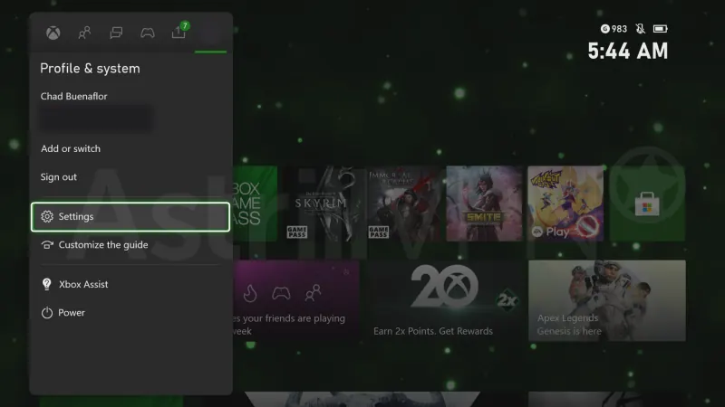 Network menu