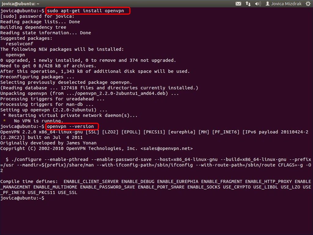 OpenVPN - How to configure OpenVPN with OpenVPN client on Linux