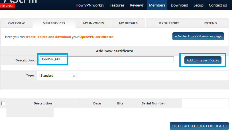 Astrill Openvpn Certificates Generation Page