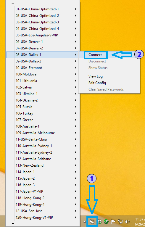 Openvpn GUI Taskbar Tray Icon