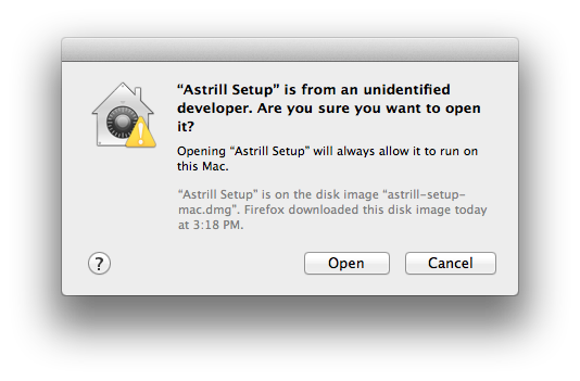 Astrill Warning Prompt on Mac