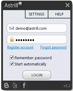 Astrill Login Screen