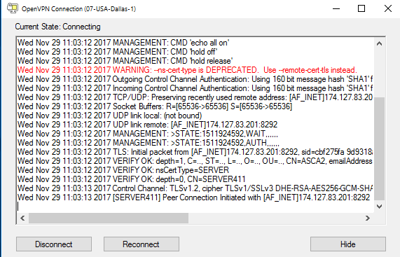 Openvpn GUI Connected Tray Popup Notification