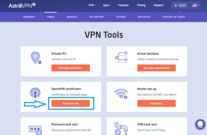 Astrill VPN Tools Page
